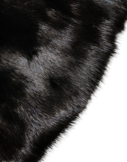 Bufanda de cuello tipo chal de piel negra