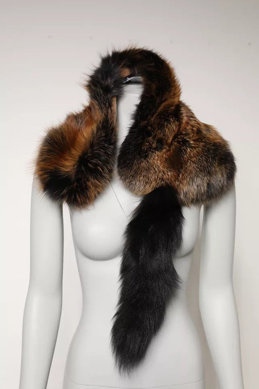 Bufanda de invierno de piel de zorro rojo marrón y calentador de cuello