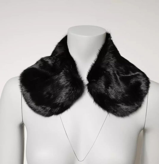 Bufanda de cuello tipo chal de piel negra