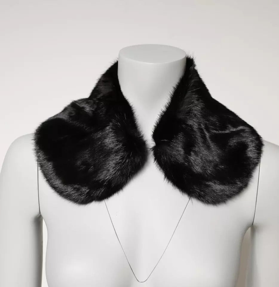 Bufanda de cuello tipo chal de piel negra