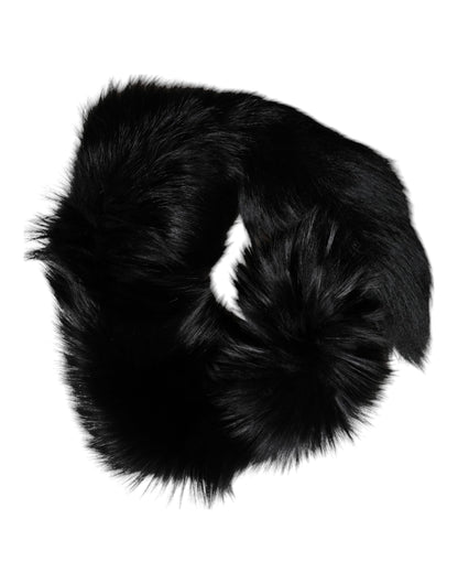 Bufanda de invierno cálida de piel de zorro negra