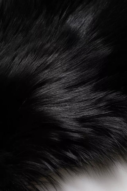 Bufanda de invierno cálida de piel de zorro negra
