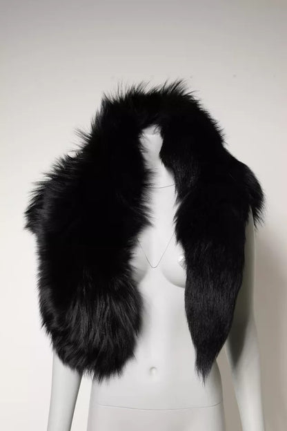 Bufanda de invierno cálida de piel de zorro negra