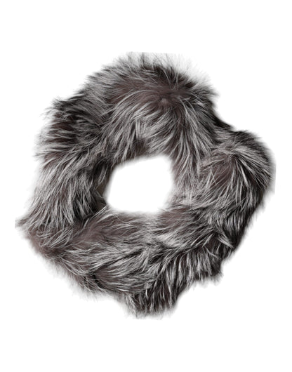 Bufanda de invierno cálida de piel de zorro gris