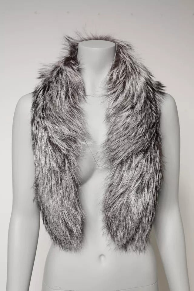Bufanda de invierno cálida de piel de zorro gris