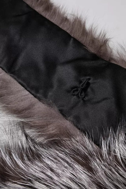 Bufanda de invierno cálida de piel de zorro gris