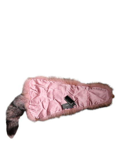 Bufanda de invierno con cuello de piel de zorro rosa escarchado