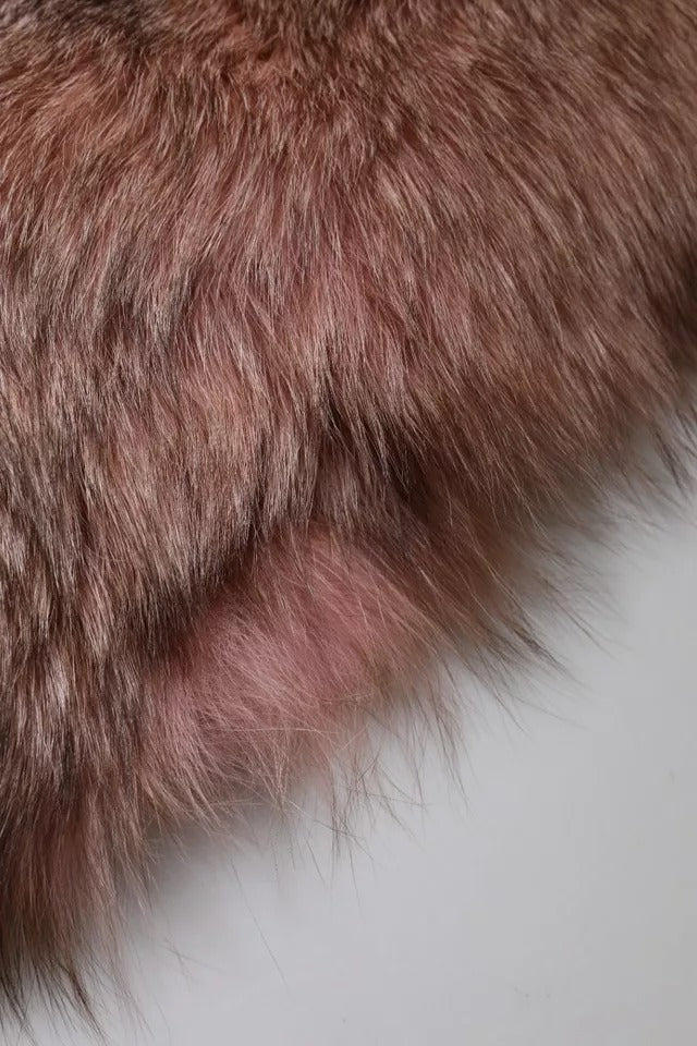 Bufanda de invierno con cuello de piel de zorro rosa escarchado