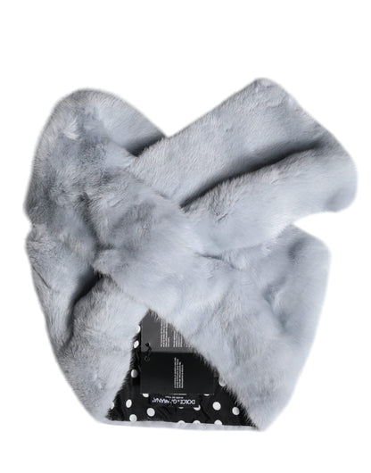 Bufanda de cuello de piel de visón azul claro