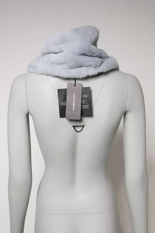 Bufanda de cuello de piel de visón azul claro