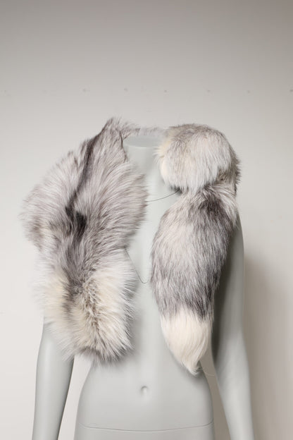 Bufanda de invierno cálida de piel de zorro blanco