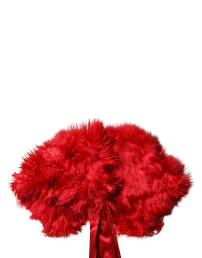 Bufanda de invierno para mujer de piel de alpaca roja
