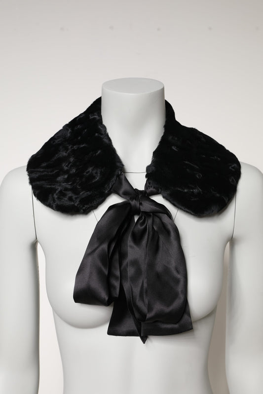 Bufanda de invierno para mujer de piel de cordero negra