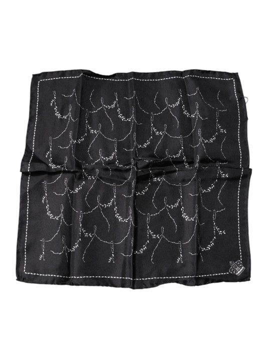 Pañuelo de seda estampado negro