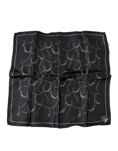 Pañuelo de seda estampado negro