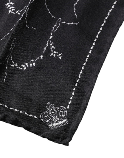 Pañuelo de seda estampado negro