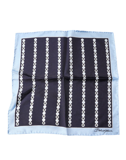 Pañuelo de seda con forma de espada y corazón azul