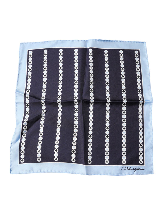 Pañuelo de seda con forma de espada y corazón azul