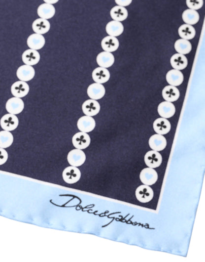 Pañuelo de seda con forma de espada y corazón azul