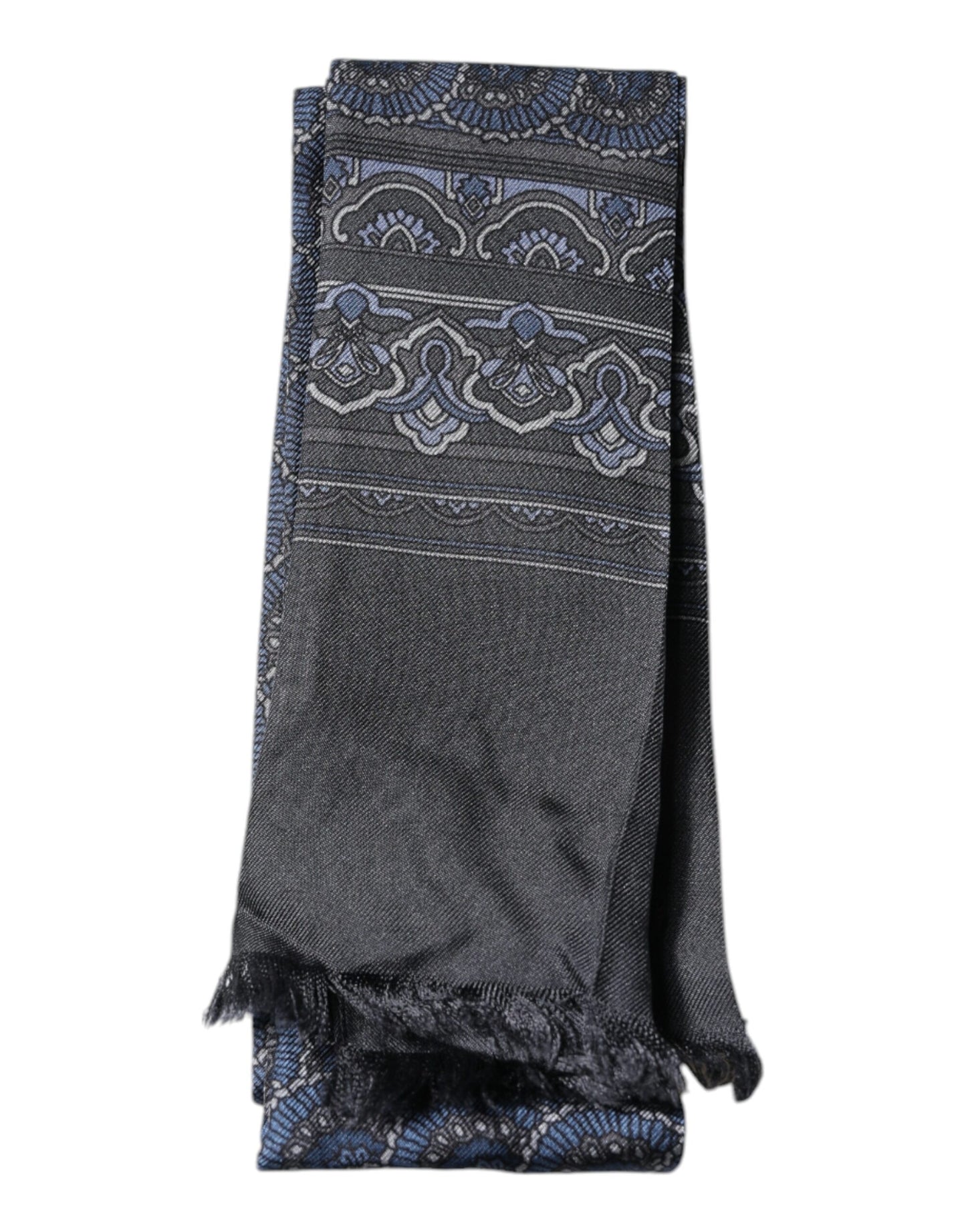 Bufanda tipo chal de seda fantasía azul oscuro