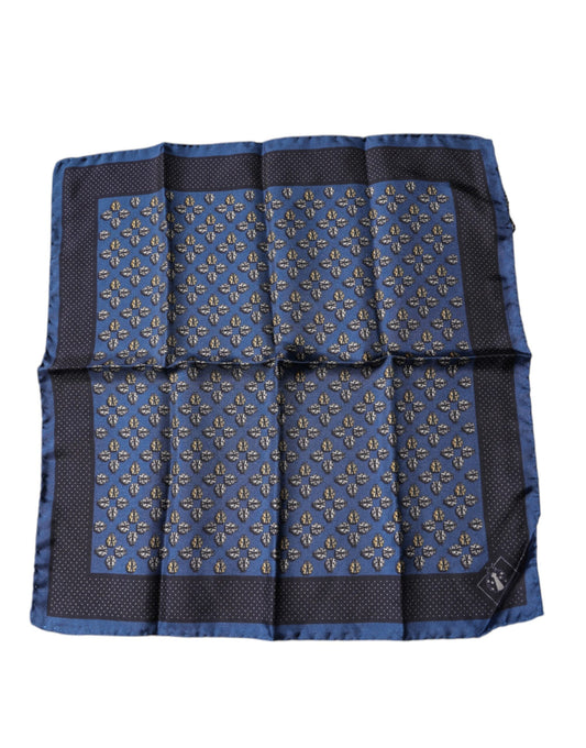 Pañuelo cuadrado de seda con diseño de mariquita azul