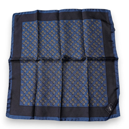 Pañuelo cuadrado de seda con diseño de mariquita azul