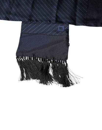 Bufanda de cuello con flecos de fantasía azul oscuro