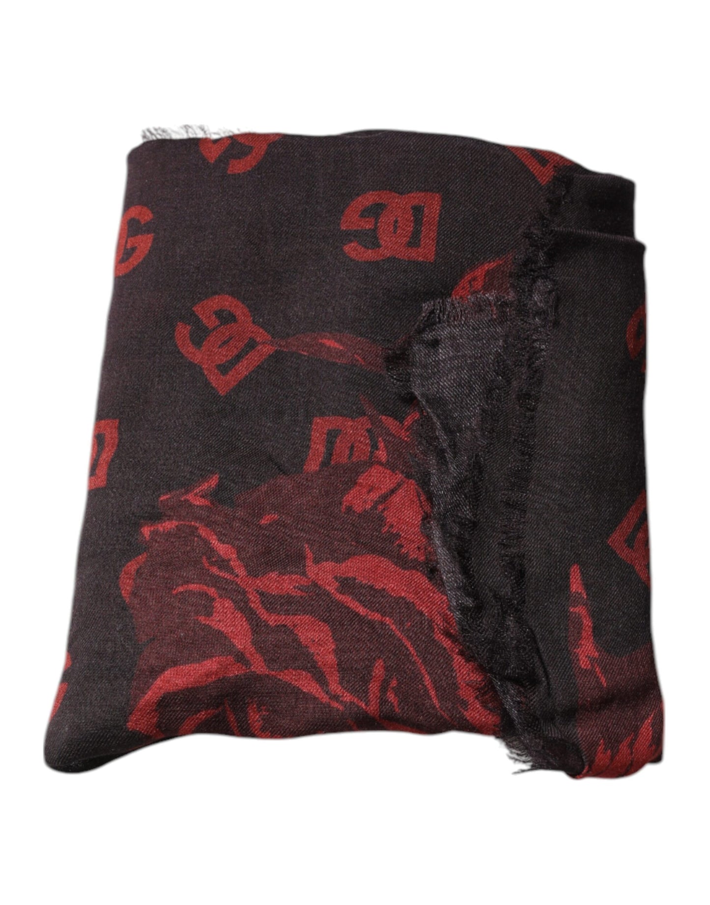 Bufanda chal modal con estampado floral negro y rojo