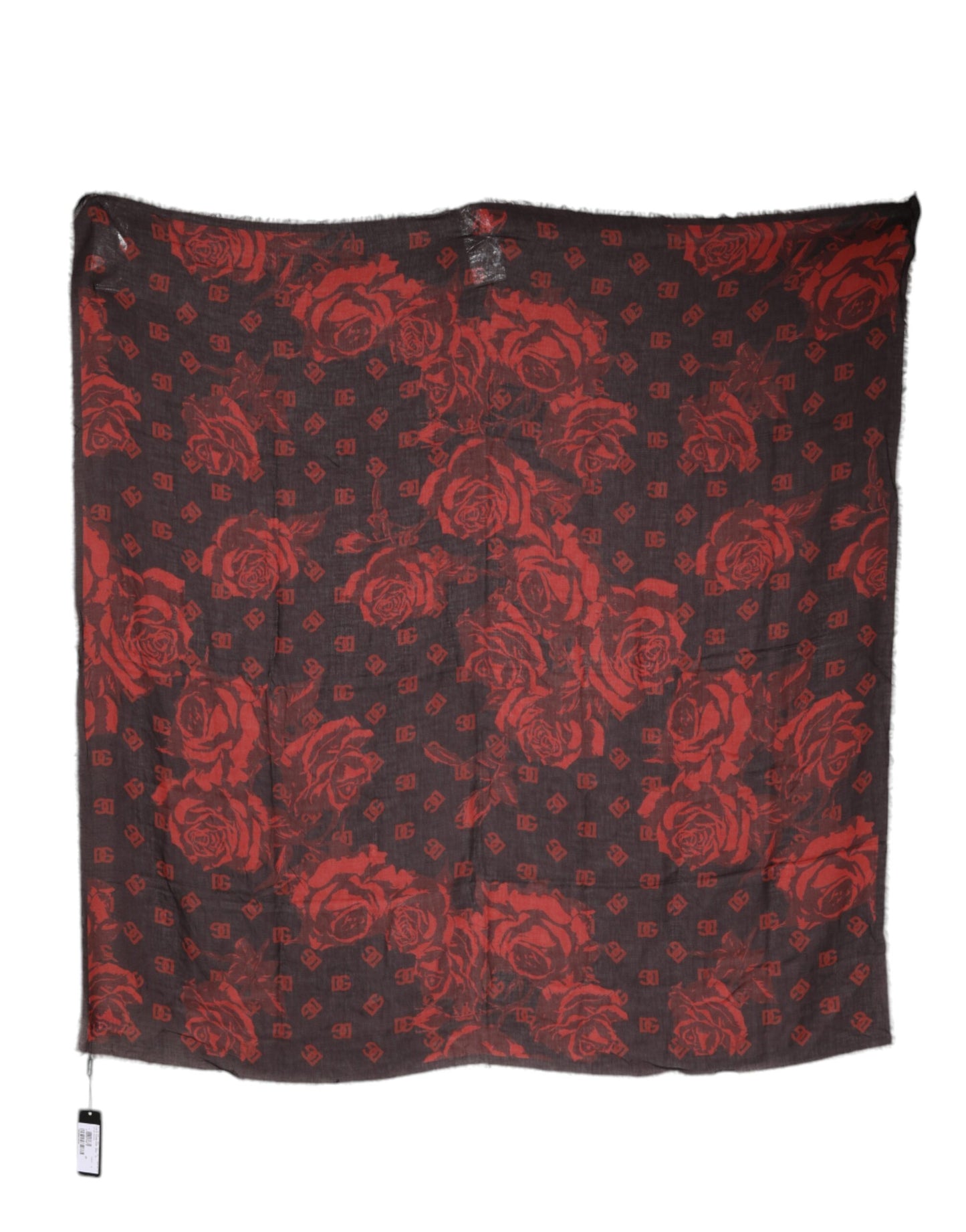 Bufanda chal modal con estampado floral negro y rojo