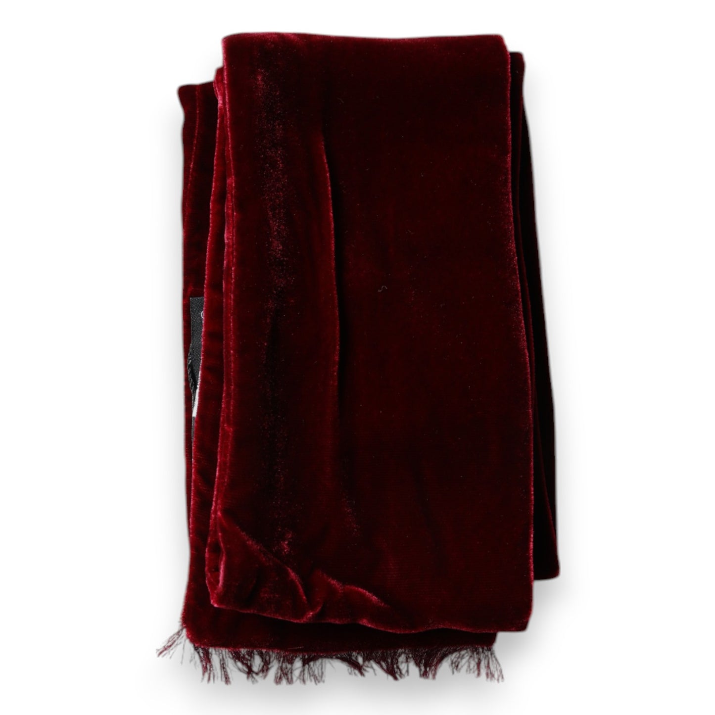 Pañuelo fino de seda color granate con flecos