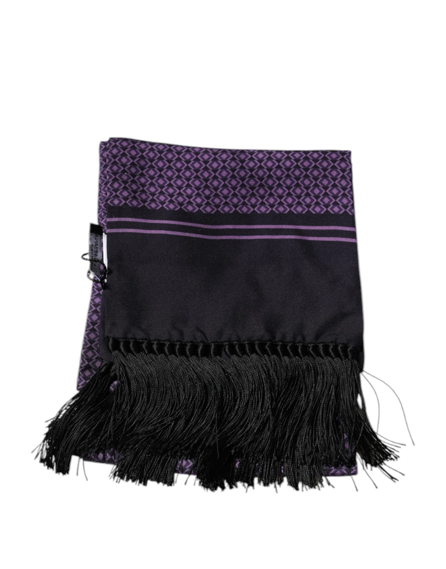 Pañuelo para el cuello con flecos de seda fantasía morada
