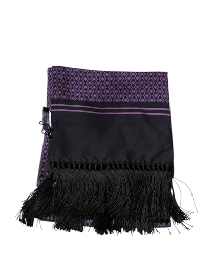 Pañuelo para el cuello con flecos de seda fantasía morada