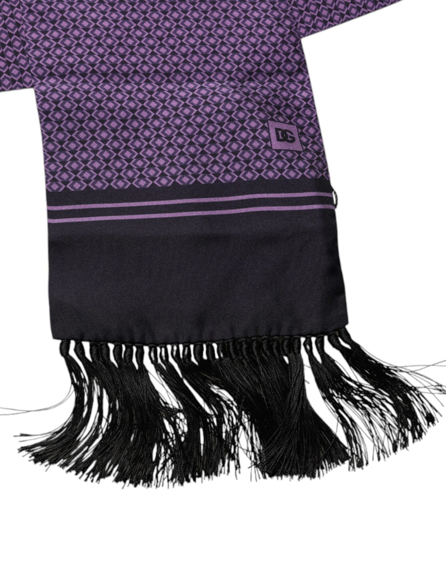 Pañuelo para el cuello con flecos de seda fantasía morada