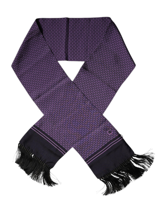 Pañuelo para el cuello con flecos de seda fantasía morada