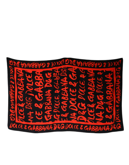 Toalla de playa de algodón con estampado de logotipo en rojo y negro