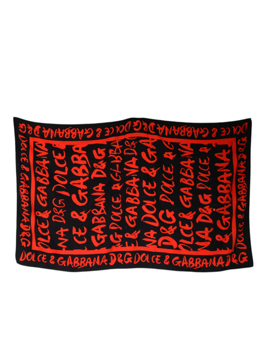 Toalla de playa de algodón con estampado de logotipo en rojo y negro