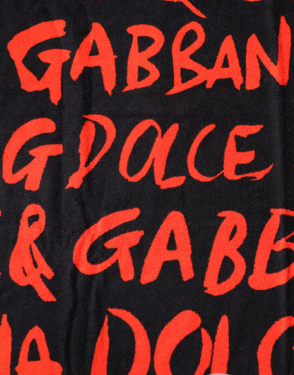 Toalla de playa de algodón con estampado de logotipo en rojo y negro