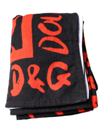 Toalla de playa de algodón con estampado de logotipo en rojo y negro