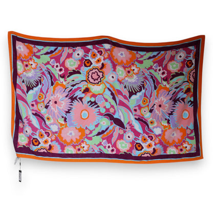 Toalla de playa de algodón con estampado floral multicolor