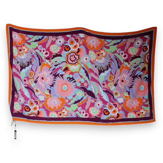 Toalla de playa de algodón con estampado floral multicolor