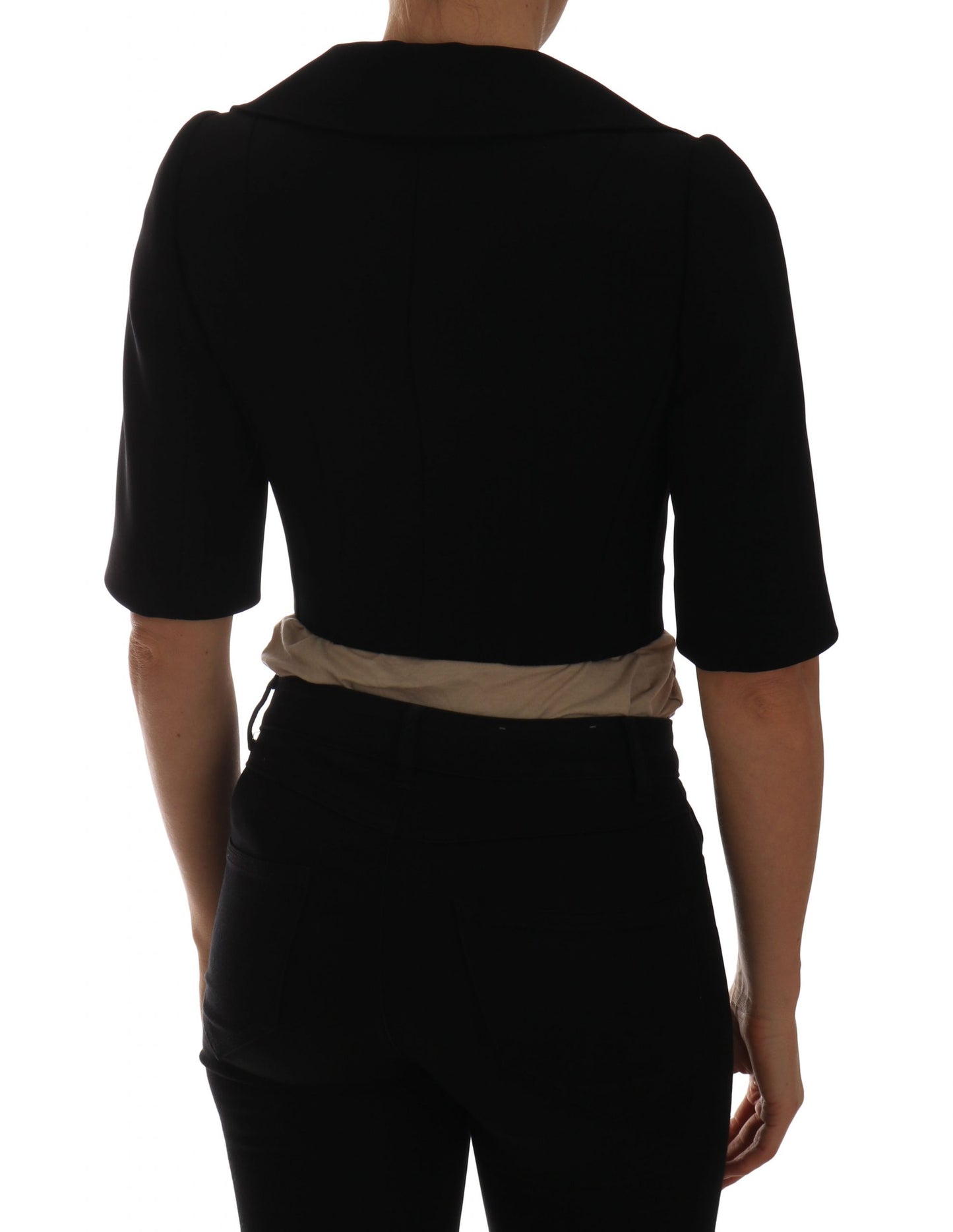 Blazer cruzado corto negro elegante