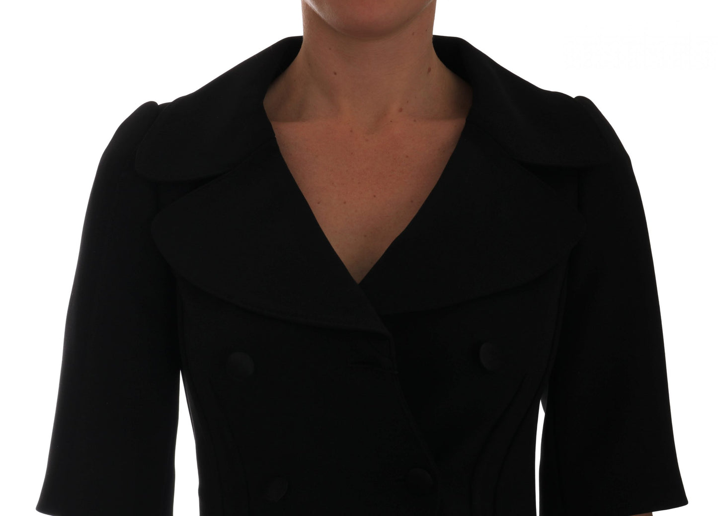 Blazer cruzado corto negro elegante