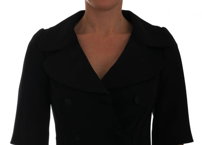 Blazer cruzado corto negro elegante