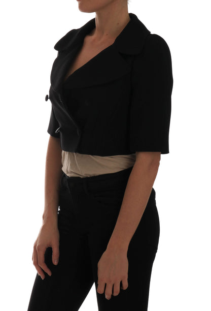 Blazer cruzado corto negro elegante