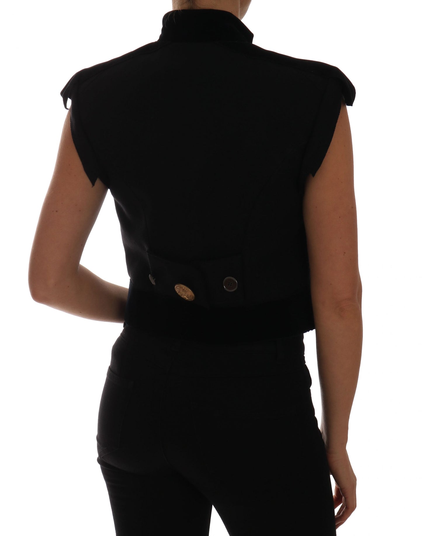 Chaleco estilo militar negro adornado