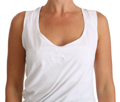 Elegante camiseta blanca sin mangas con lazo en la espalda