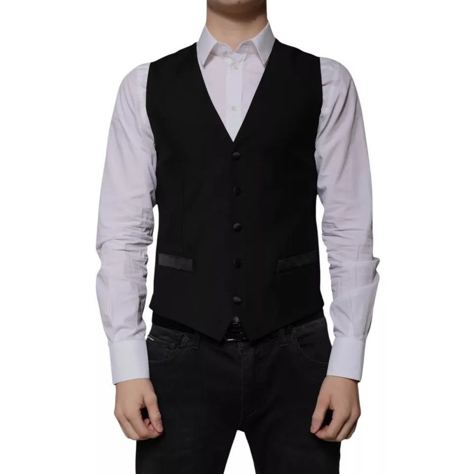 Chaleco formal de lana negra para hombre