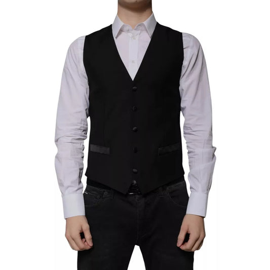 Chaleco formal de lana negra para hombre