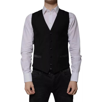 Chaleco formal de lana negra para hombre