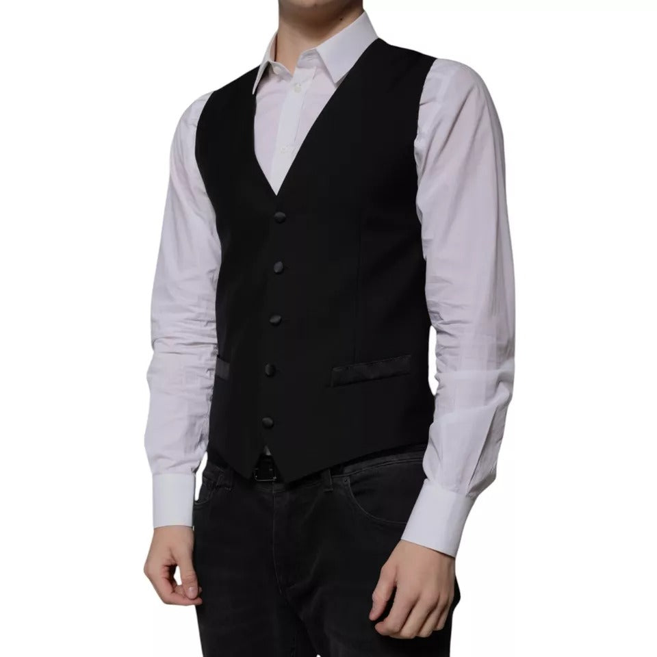 Chaleco formal de lana negra para hombre